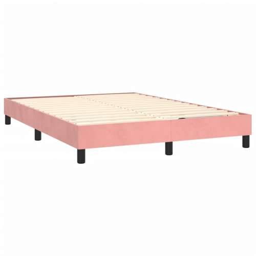 Krevet box spring s madracem LED ružičasti 140x200cm baršunasti - Ružičasta 140 x 200 cm vodoravne pruge Cijena