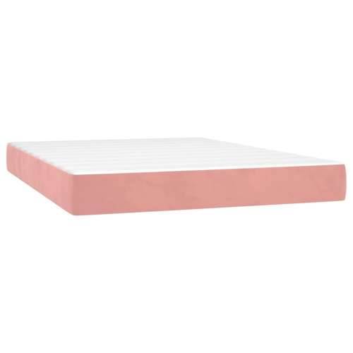 Krevet box spring s madracem LED ružičasti 140x200cm baršunasti - Ružičasta 140 x 200 cm vodoravne pruge Cijena