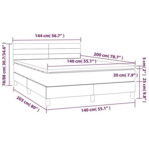 Krevet box spring s madracem LED ružičasti 140x200cm baršunasti - Ružičasta 140 x 200 cm vodoravne pruge Cijena