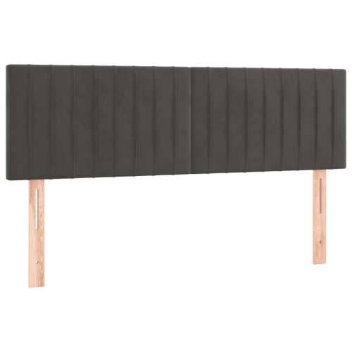 Krevet box spring s madracem LED tamnosivi 140x190 cm baršun - Tamno siva 140 x 190 cm Okomite pruge Cijena