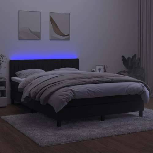 Krevet box spring s madracem LED crni 140x200 cm baršun - Crna 140 x 200 cm Okomite pruge Cijena