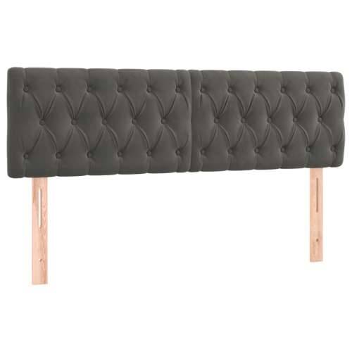 Krevet box spring s madracem LED tamnosivi 140x190 cm baršun - Tamno siva 140 x 190 cm Dizajn s gumbima Cijena