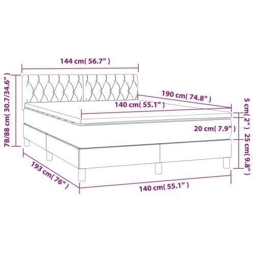 Krevet box spring s madracem LED tamnosivi 140x190 cm baršun - Tamno siva 140 x 190 cm Dizajn s gumbima Cijena