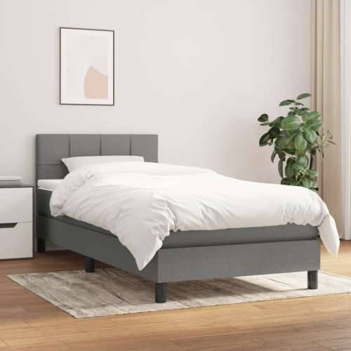Krevet s oprugama i madracem tamnosivi 90 x 190 cm od tkanine - Tamno siva 90 x 190 cm Blok s kvadratima Cijena