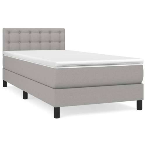 Box spring krevet s madracem svjetlosivi 90x190 cm od tkanine Cijena