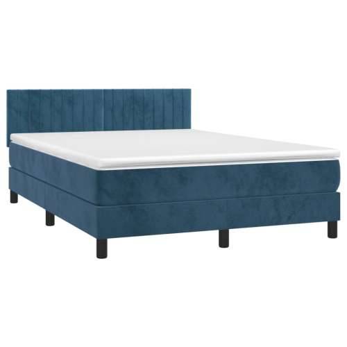 Krevet s oprugama i madracem tamnoplavi 140x190 cm baršunasti - Tamno plava 140 x 190 cm Okomite pruge Cijena
