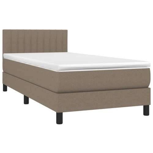 Krevet box spring s madracem LED smeđesivi 90x190 cm tkanina - Sivo-smeđa 90 x 190 cm Okomite pruge Cijena