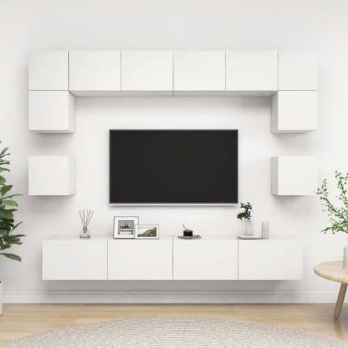 8-dijelni set TV ormarića bijeli od konstruiranog drva - Bijela 1 100 cm Cijena
