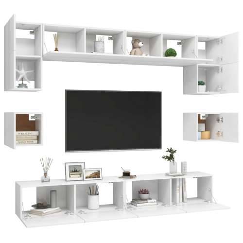 8-dijelni set TV ormarića bijeli od konstruiranog drva - Bijela 1 100 cm Cijena