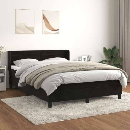 Krevet s oprugama i madracem crni 140x200 cm baršunasti - Crna 140 x 200 cm vodoravne pruge Cijena