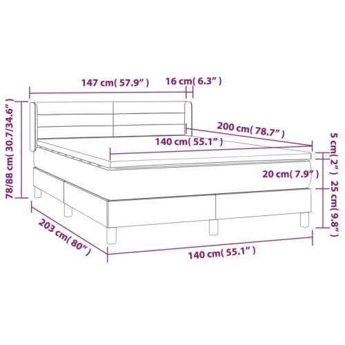 Krevet s oprugama i madracem crni 140x200 cm baršunasti - Crna 140 x 200 cm vodoravne pruge Cijena
