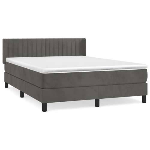 Krevet s oprugama i madracem tamnosivi 140x190 cm baršunasti - Tamno siva 140 x 190 cm Okomite pruge Cijena