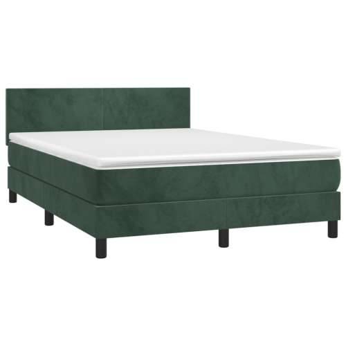 Krevet box spring s madracem LED tamnozeleni 140x200 cm baršun - Tamnozelena 140 x 200 cm Gladak dizajn Cijena