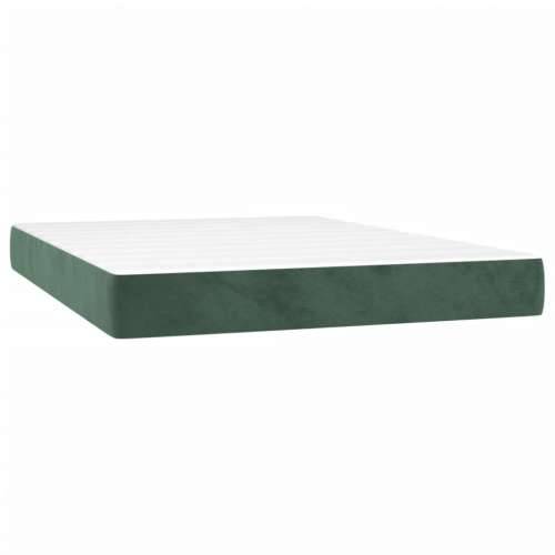 Krevet box spring s madracem LED tamnozeleni 140x200 cm baršun - Tamnozelena 140 x 200 cm Blok s kvadratima Cijena