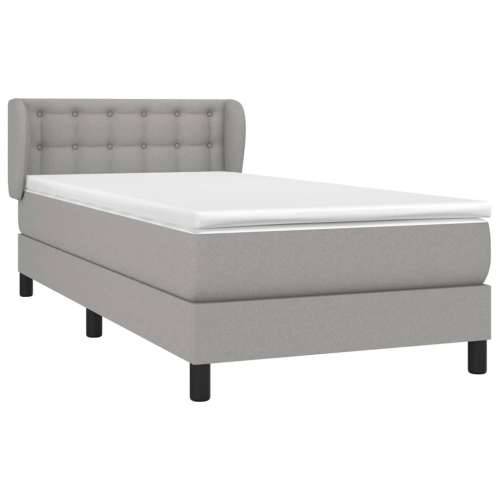 Box spring krevet s madracem svjetlosivi 90x190 cm od tkanine - Svjetlosiva 90 x 190 cm gumbi Cijena