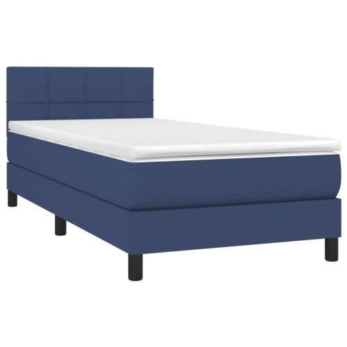 Krevet box spring s madracem LED plavi 80 x 200 cm od tkanine - Plava 80 x 200 cm Blok s kvadratima Cijena