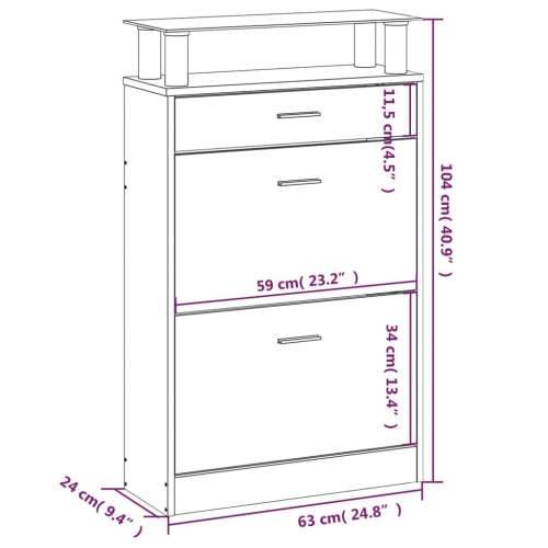 Ormarić za cipele boja hrasta 63x24x104 cm konstruirano drvo - Smeđi hrast 1 Cijena