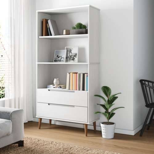 Regal za knjige MOLDE bijeli 85x35x170,5 cm od masivne borovine - Bijela 1 Cijena