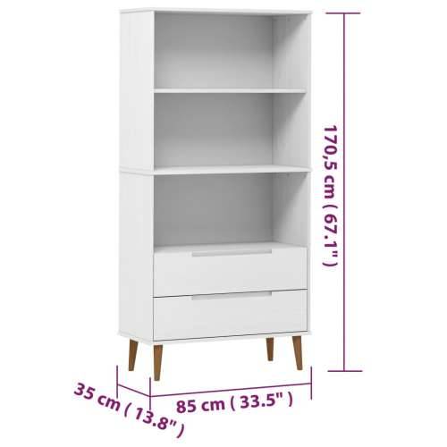 Regal za knjige MOLDE bijeli 85x35x170,5 cm od masivne borovine - Bijela 1 Cijena