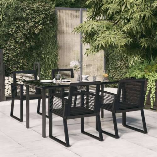 Vrtna garnitura - 5-dijelni vrtni blagovaonski set od PVC ratana crni - Dužina stola 160 cm 4 Cijena