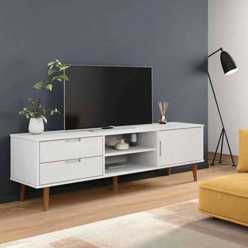 TV ormarić MOLDE bijeli 158 x 40 x 49 cm od masivne borovine - Bijela 1 Cijena