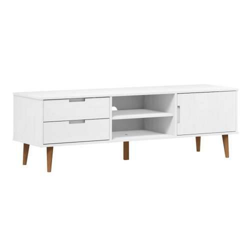 TV ormarić MOLDE bijeli 158 x 40 x 49 cm od masivne borovine - Bijela 1 Cijena