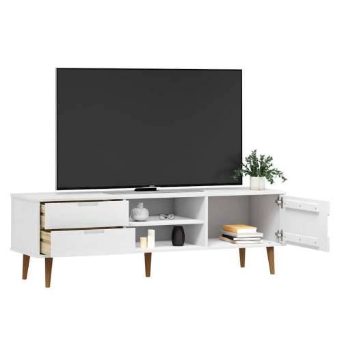 TV ormarić MOLDE bijeli 158 x 40 x 49 cm od masivne borovine - Bijela 1 Cijena