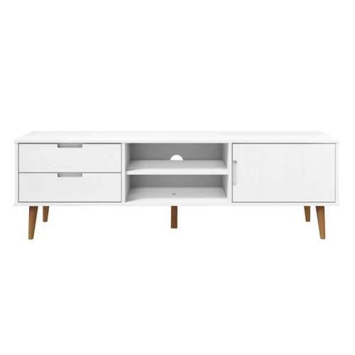 TV ormarić MOLDE bijeli 158 x 40 x 49 cm od masivne borovine - Bijela 1 Cijena