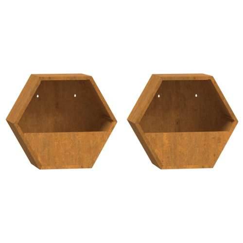 Zidne sadilice 2 kom boja hrđe od čelika COR-TEN 30x10x25 cm - 30 x 10 x 25 cm 2 Cijena
