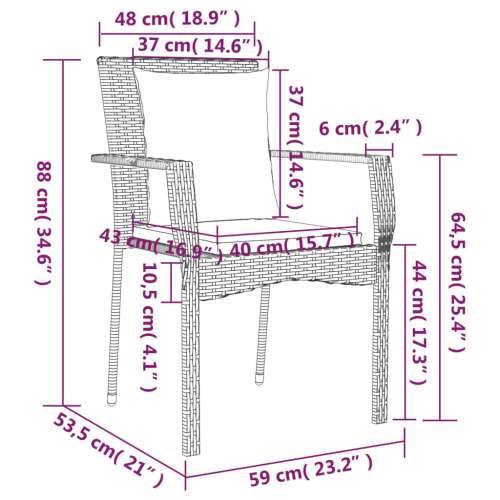 Vrtna garnitura - 5-dijelni vrtni blagovaonski set crno-sivi od poliratana - Siva Dužina stola 140 cm 4 Cijena