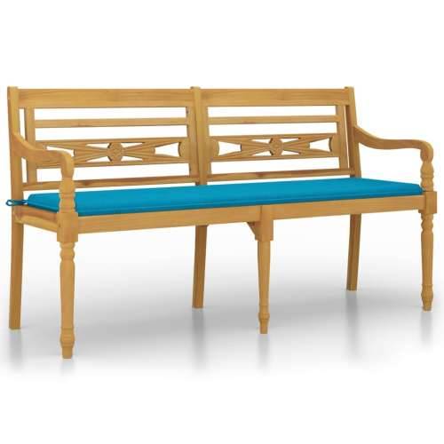 Klupa Batavia s plavim jastukom 150 cm od masivne tikovine - Plava 150 cm 1 Cijena