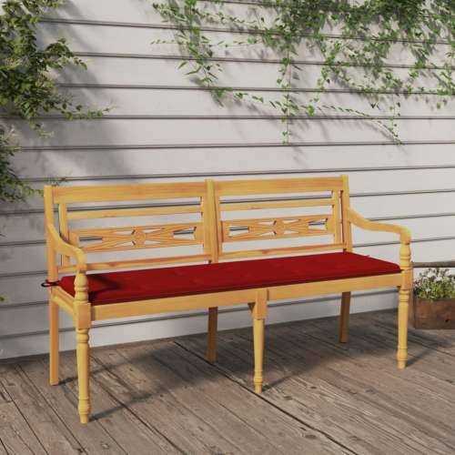 Klupa Batavia s crvenim jastukom 150 cm od masivne tikovine - Crvena 150 cm 1 Cijena