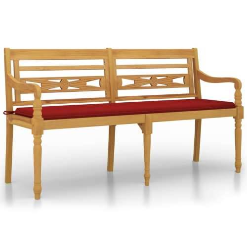 Klupa Batavia s crvenim jastukom 150 cm od masivne tikovine - Crvena 150 cm 1 Cijena