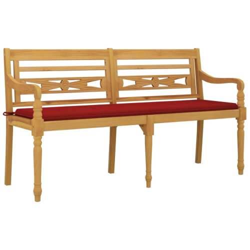 Klupa Batavia s crvenim jastukom 150 cm od masivne tikovine - Crvena 150 cm 1 Cijena