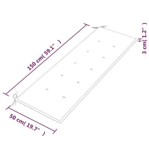Klupa Batavia s crvenim jastukom 150 cm od masivne tikovine - Crvena 150 cm 1 Cijena