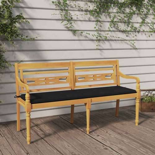 Klupa Batavia s crnim jastukom 150 cm od masivne tikovine - Crna 150 cm 1 Cijena