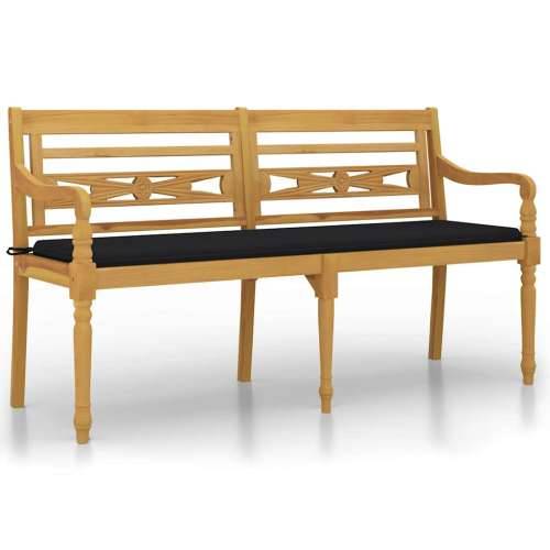 Klupa Batavia s crnim jastukom 150 cm od masivne tikovine - Crna 150 cm 1 Cijena