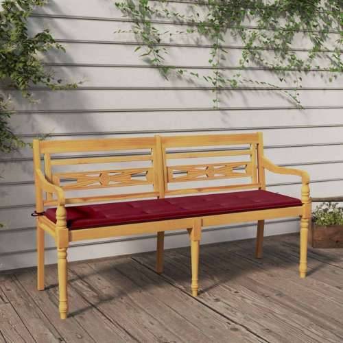 Klupa Batavia s jastukom boje vina 150 cm od masivne tikovine - boja crnog vina 150 cm 1 Cijena