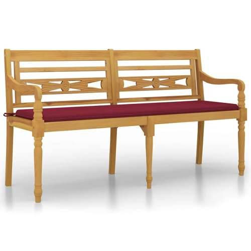 Klupa Batavia s jastukom boje vina 150 cm od masivne tikovine - boja crnog vina 150 cm 1 Cijena