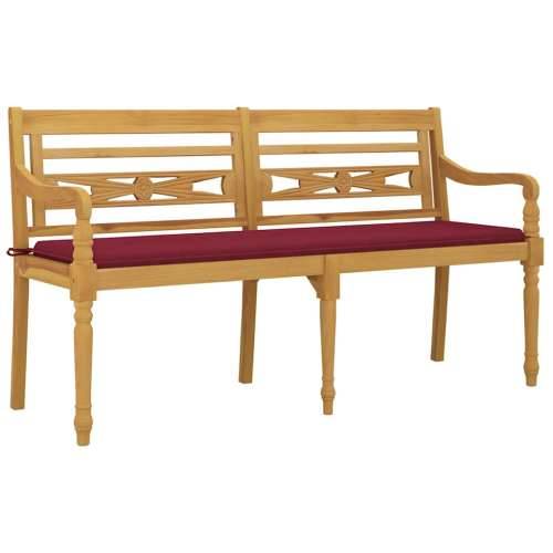 Klupa Batavia s jastukom boje vina 150 cm od masivne tikovine - boja crnog vina 150 cm 1 Cijena