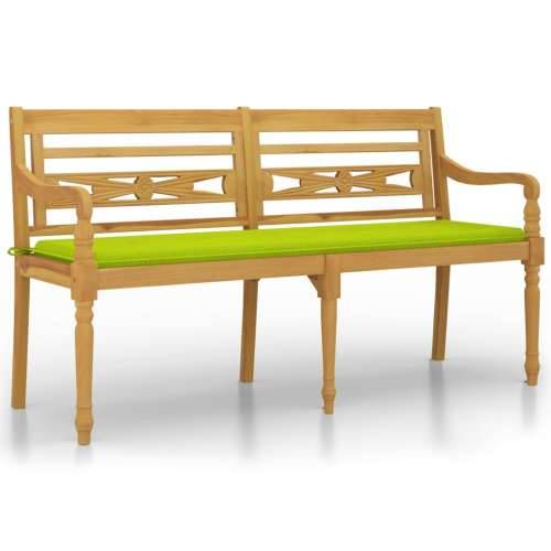 Klupa Batavia s jarkozelenim jastukom 150 cm masivna tikovina - Svjetlozelena 150 cm 1 Cijena