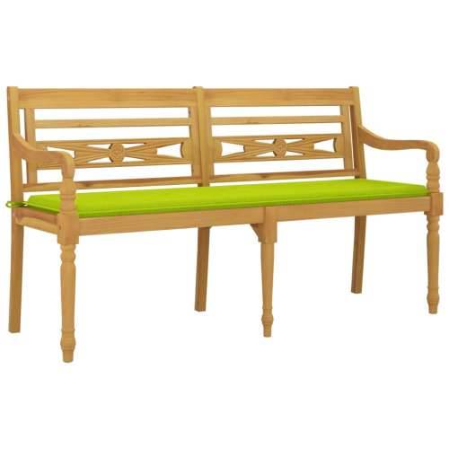 Klupa Batavia s jarkozelenim jastukom 150 cm masivna tikovina - Svjetlozelena 150 cm 1 Cijena