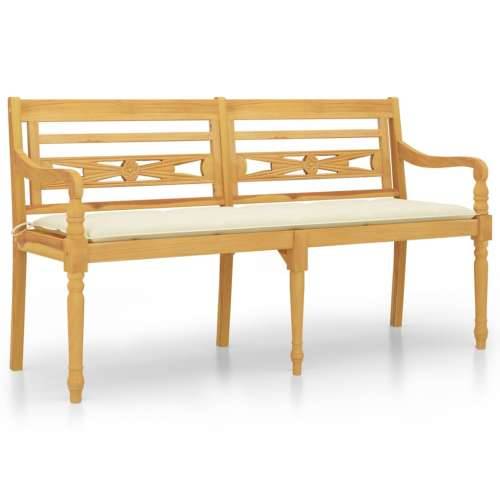 Klupa Batavia s krem jastukom 150 cm od masivne tikovine - Krema 150 cm 1 Cijena
