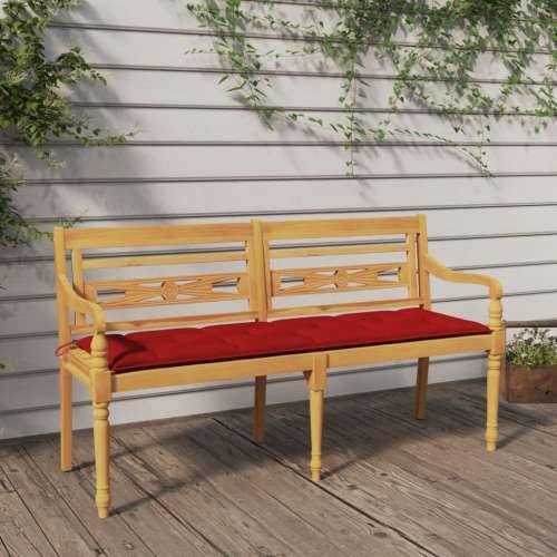 Klupa Batavia s crvenim jastukom 150 cm od masivne tikovine - Crvena 150 cm 1 Cijena