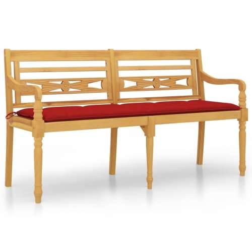 Klupa Batavia s crvenim jastukom 150 cm od masivne tikovine - Crvena 150 cm 1 Cijena