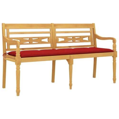 Klupa Batavia s crvenim jastukom 150 cm od masivne tikovine - Crvena 150 cm 1 Cijena