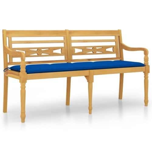 Klupa Batavia s plavim jastukom 150 cm od masivne tikovine - Plava 150 cm 1 Cijena