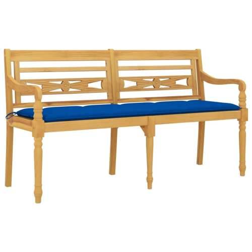 Klupa Batavia s plavim jastukom 150 cm od masivne tikovine - Plava 150 cm 1 Cijena