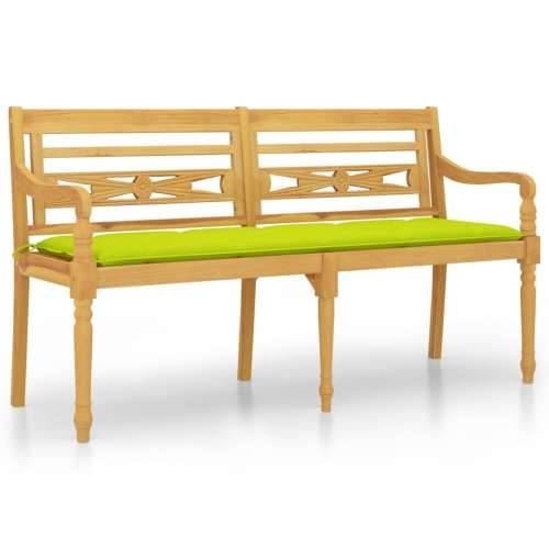 Klupa Batavia s jarkozelenim jastukom 150 cm masivna tikovina - Svjetlozelena 150 cm 1 Cijena