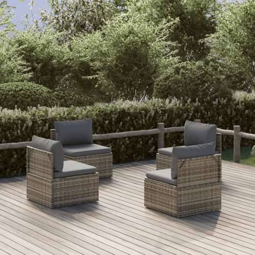 Srednje vrtne sofe 4 kom sive 57 x 57 x 56 cm od poliratana - 4 4x srednja 1 Cijena